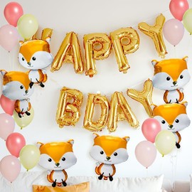 Pack of 6 Fox Foil Balloons, Fox Balloons, Animals Foil Balloons, Forest Animals, Birthday Decoration, Safari Birthday Decoration