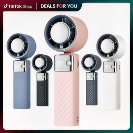 Portable Handheld Cold Pressure Fan Adjustable Turbo Mini Fan USB Rechargeable Digital Display Fan for Women Men Travel Outdoor Gifts:_Off-white