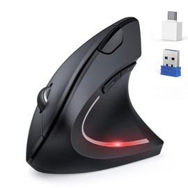 TECKNET Ergonomic Mouse with Jiggler, Wireless Bluetooth Vertical Mouse, Silent Computer Mouse, 2.4GHz USB Mouse, 6 Adjustable 4800 DPI Levels, 6 Buttons Wireless Mouse for Laptop PC Windows MacBook
