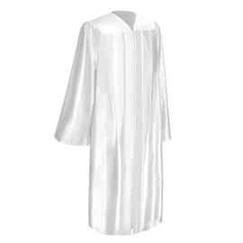 Endea Graduation Shiny Cap and Gown (White, 57 (6'0" - 6'2"))