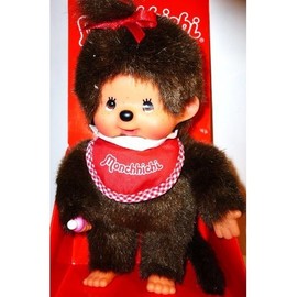 Sekiguchi Monchhichi Girl 20 cm with Pink Bib