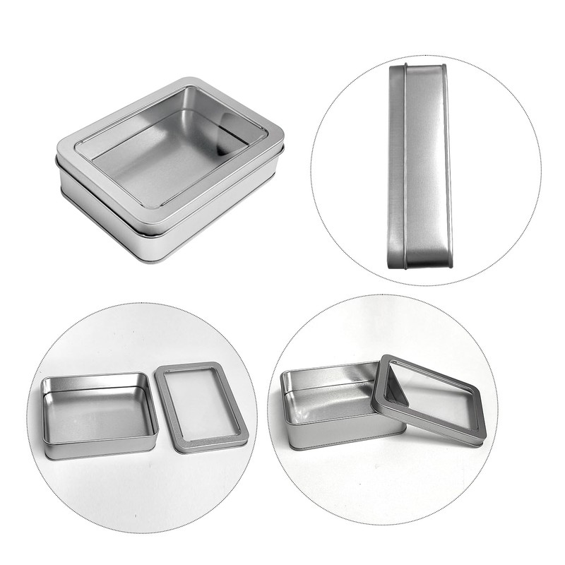 MEMOFYND 4 Pieces of Fully Open Window Empty Boxes, Tinplate