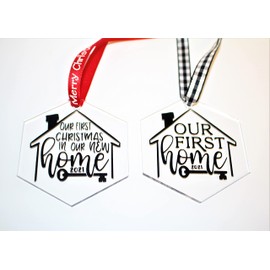 Our First Home Ornament, First Christmas New Home Ornament, Realtor Ornament, First Home Ornament, New Home Owners Gift, Real Estate Agent (Clear Back)