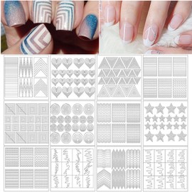 MOLILON 1120pcs French Tip Nail Guides French Nail Stickers Stencil French Nail Art Tips Guides Design Tool Adhesive French Manicure Strips for Edge Auxiliary Stickers Decals (60 Designs, 36 Sheets)