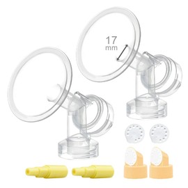 2 x One-Piece Small Flagne w/Valve, Membrane for Spectra Breast Pumps S1, S2, M1, Spectra 9;Narrow (Standard) Bottle Neck; Made by Maymom (Flange 17 mm)