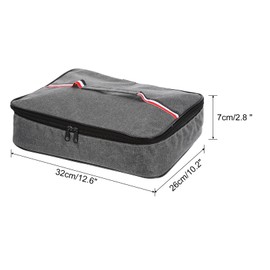 sourcing map Insulated Flat Lunch Bags, 12.6" x 10.2" x 2.8" Food Containers Bag Reusable and Portable Flat Bento Bags with Food Storage Bags for Work, Office or Picnic, Grey