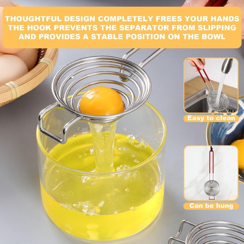 Stainless Steel Egg Separator Tool, Long Handled Egg Yolk Separator,