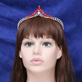 Tower Crystal Tiara Crown for Women- Elegant Rhinestone Tower Crown Headband Weddings Sparkling Tower Shape Bridal Crown Hair Accessory Headpiece Proms Parties (Red)