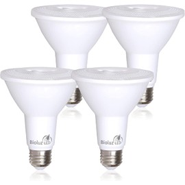 Bioluz 4-Pack PAR30 LED Light Bulbs, 10W = 100W Replacement, 5000K Daylight, 90 CRI, Dimmable, Outdoor Flood Lights, Indoor Spot Lights, UL Listed, Title 20 Compliant