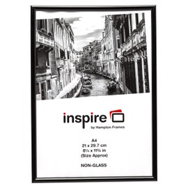 Hampton Frames BACKLOADER A4 (21x29.7cm) Black Picture Poster Photo Certificate Display Frame - 1 PACK Acrylic (Non-Glass) Front A4MARBLK-1PK