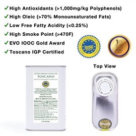 Fattoria Bini Tuscany Extra Virgin Olive Oil from Italy – 2025 Gold Award Winner, 1,000+ mg/kg Polyphenol-Rich Cold-Pressed evoo – No pesticides, Versatile for Drinking, Cooking & Finishing Use