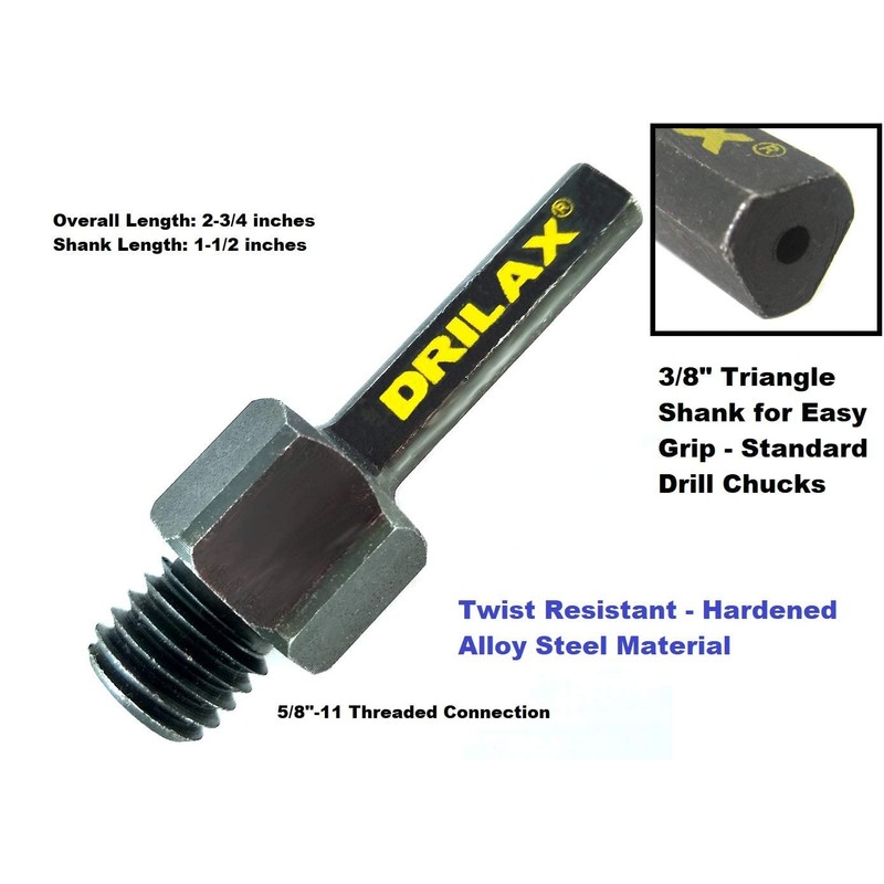 Drilax 5/8-11 Drill Adapter Attachment 5/8 Threaded Arbor Diamond Hole