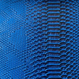 Fashion Fabrics LLC Blue|Black Faux Viper Sopythana Snake Skin Vinyl Fabric - Sold by The Yard - 52"
