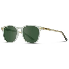 WMP Eyewear Nick | Polarized Sunglasses - Glossy Clear / Smoke Green Lens