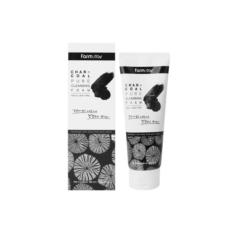 Farmstay Pure Charcoal Cleansing Foam 180ml / 팜스테이 퓨어 클렌징폼