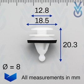 VVO Fasteners Plastic Tailgate Exterior Trim Clip, White (Pack of 10)