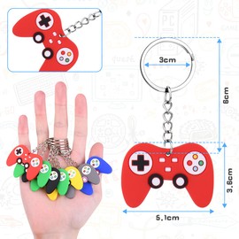 flintronic Video Game Keychains, 8PCS Game Controller Key Ring Party Favors, Game Handle Pendant Keychain Backpack Charms, for Video Game Party Supplies Birthday Baby Shower