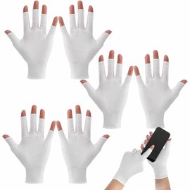 3 pares de guantes hidratantes blancos, guantes de algodón con diseño sin dedos para manos secas, dormir durante la noche, guantes abiertos para mujer