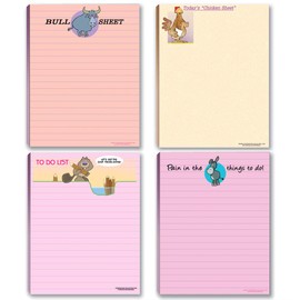 4 Funny Notepad Assorted Pack - Great Gift Set - 4.25 x 5.5in - 50 Sheets Per Pad (Humorous Set #1)