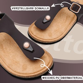 Torotto Toe Separator Children's Flip Flops with Cork Mules Girls Boys Slippers Straps Adjustable Buckle Non-Slip Slippers for Indoor and Outdoor Use, brown, 34 UK