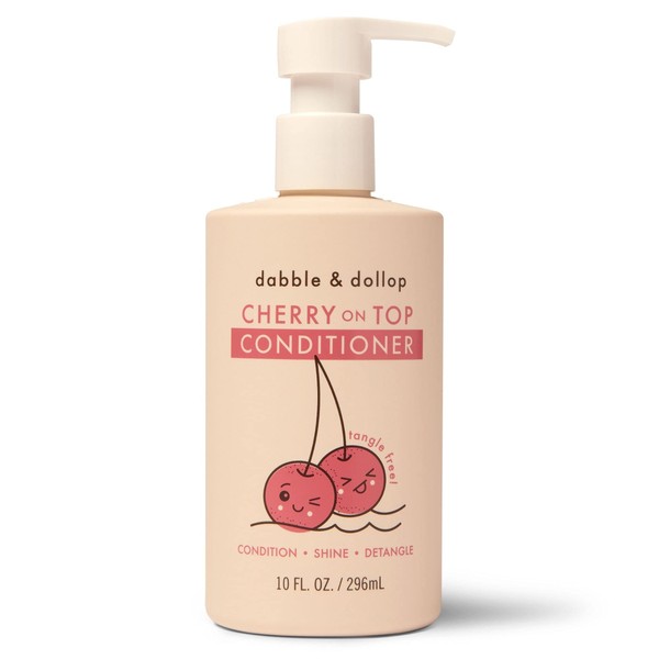 Dabble & Dollop Cherry on Top Conditioner - Natural Shine & Detangler for Kids, 100% USA-made, Paraben & Sulfate Free, Vegan, Gluten-free, Tear-Free (10oz)