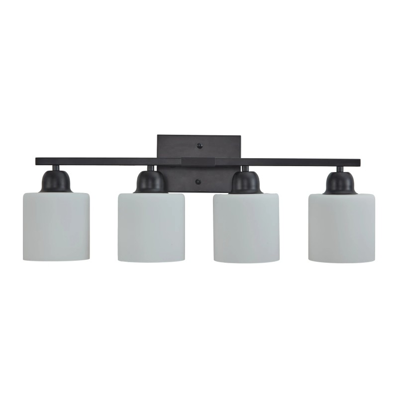 Milk Glass Bathroom Vanity Light Over Mirror, 4 Light Matte