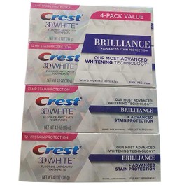 Crest 3D White Brilliance Toothpaste, Vibrant Peppermint 4.1 oz (Pack of 4)