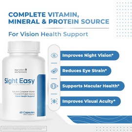 SIGHT EASY - Eye Vitamins & Mineral Supplements with Lutein & Zeaxanthin, Vitamin C, Vitamin E, Zinc and Bilberry for Healthy Vision and Eye Function Support - 60 Capsules, 1 Month Supply