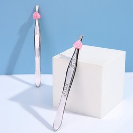 High-Quality Stainless Steel Precision Tweezers for Eyebrows and Eyelashes Slanted Tweezers 6ea