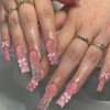 SEMATA Pink French Tip Press on Nails Square Acrylic Fake