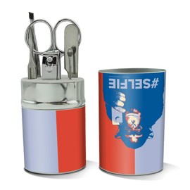 Monkey Chimp Hashtag Selfie #Selfie Stainless Steel Manicure Pedicure Grooming Beauty Care Travel Kit