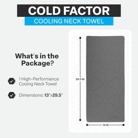 COLD FACTOR Cooling Neck Towel-10 Pack-Chill Pad Lasts up to 5 Hours Premuim PVA for Neck and Face-UPF 50+ (Gray)
