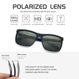 SunCristal Mens Sunglasses Vintage Polarized for Man - Mens Classic Retro Sunglasses Man Unisex UV400 Protection-black/navy blue eyewear