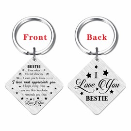 SOUSYOKYO Love Bestie Gifts, Best Friend Birthday Valentines Day Keychain, Friendship Gifts Ideas, I Love My Bestie Key Chain