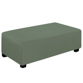 Easy-Going Stretch Ottoman Cover Folding Storage Stool Furniture Protector Soft Rectangle slipcover with Bottom (XX-Large,Greyish Green)