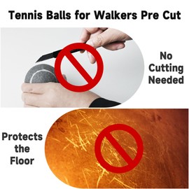 4 Pcs Tennis Balls Precut T for Walkers Pre Cut, Walkers Legs Universal Precut GlideBalls for Indoor, Silent Gliding and Floor Protection（Grey）