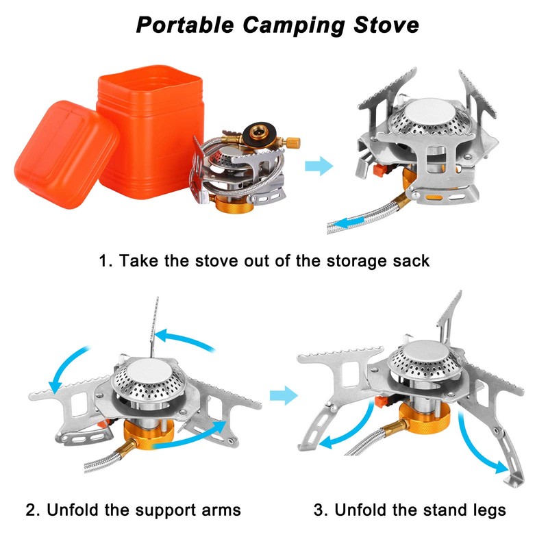 WADEO Camping Stove, Outdoor Portable Burner Cooking Stove Foldable Windproof