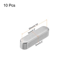 uxcell 10Pcs Round Ended Feather Key, 5 x 5 x 20mm Stainless Steel Parallel Drive Shaft Key Stock for Shaft Type Fastening Connection