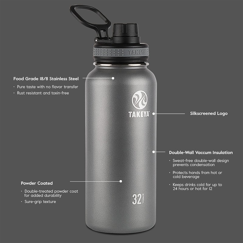 Takeya Originals 24 oz Vacuum Insulated Stainless Steel Water Bottle