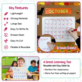 Hygloss Dry Erase Poster Boards 22x28-Inch, Pack of 30 Dry Erase Sheets, Reusable White Board for Wall or Desk, Single Side Dry Erase Surface, for School, Office, Home, Kids, Games, Education