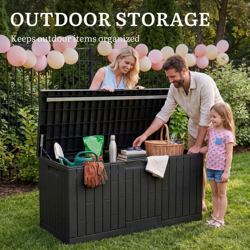 YITAHOME 120 Gallon Outdoor Storage Deck Box, Large Resin Patio