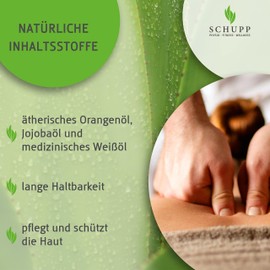 SCHUPP Orange Massage Oil, 200 ml, Massage Oil for Good Lubricity, Strengthening & Stimulating Oil, Nourishing & Protective Ingredients, Made in Germany