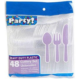 Party Heavy Duty Plastic 48 Piece Cutlery Set