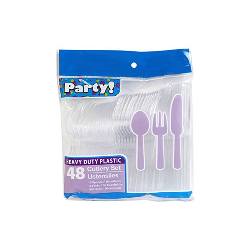 Party Heavy Duty Plastic 48 Piece Cutlery Set