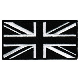 Cypress Collectibles - United Kingdom Black Flag Patch - Premium Embroidered Appliqué - UK Velcro®-Brand Fasteners Patches - Dimensions: 3.5" x 1.75"