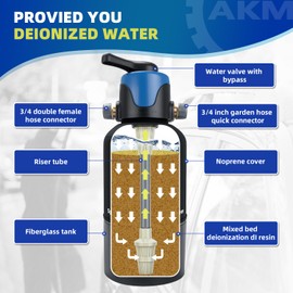 Spotless Water System for car wash,Pre-Filled with DI Resin, DI Water System,Garden Hose Quick Connector, Deionized Water System for RV, Vehicles, Motorcycles, Bikes, Boats, (akmjs-BP-5L)