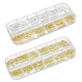 Audiophan Nail Parts, Studs, 3D, Cute, Stylish, Y2K Ribbon, Star, Moon, Heart, Flower, Bowknots, Star, Crown, Various Types, Silver Gold, Alloy, Small, Nail Stone, Nail Art, Parts, Metal Deco Parts