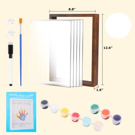 PUDEKO Family Handprint Kit,DIY Colorful Craft Keepsake Art Baby Newborn Hand and Footprint Wooden Frame for Home Decor New Mother Gifts Set(5 Sheets with 8 Colors) (Black)