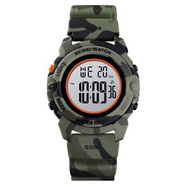 Children's Day Gift Watch Waterproof Watch Digital Sport Kids Watch PU Band (Army Green Camouflage)