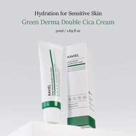 RAVIEL Green Derma Double Cica Cream, for All Skin Types, Gentle Moisturizer, Deep Hydrating, Brightening, Skin Protection, Anti aging, Calming, Soothing (1.69 fl oz x 2)